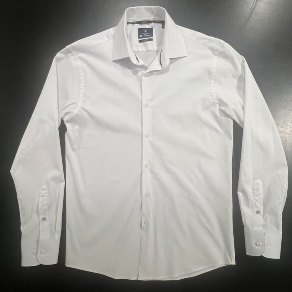 Ben Sherman Men's Slim Fit White Stretch Dress Shirt Neck15"-15.5" Sleeve 32/33